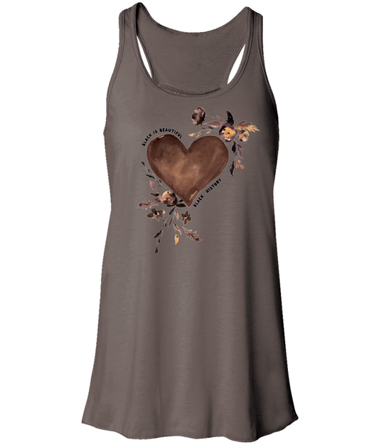 Black History "Floral Heart" Women's Flowy Tank Top